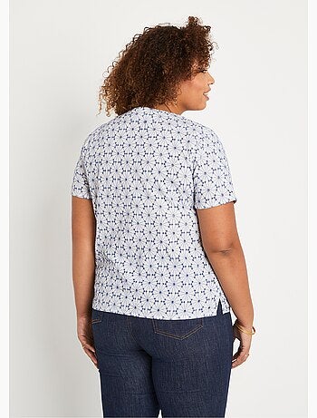 Blusa larga bordada con cuello en V - Afibel