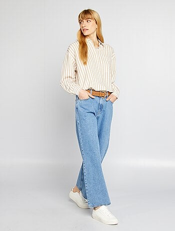 Blusa larga con bolsillo en el pecho con un 20 % de lino