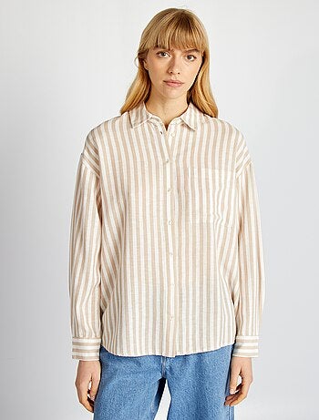 Blusa larga con bolsillo en el pecho con un 20 % de lino
