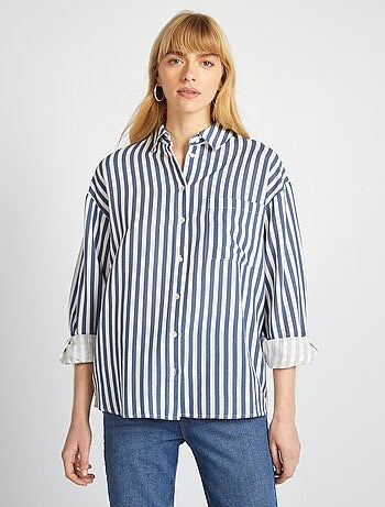 Blusa larga con bolsillo en el pecho con un 20 % de lino