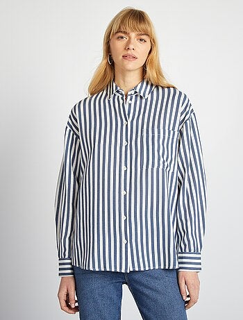 Blusa larga con bolsillo en el pecho con un 20 % de lino