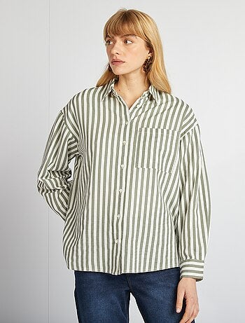 Blusa larga con bolsillo en el pecho con un 20 % de lino