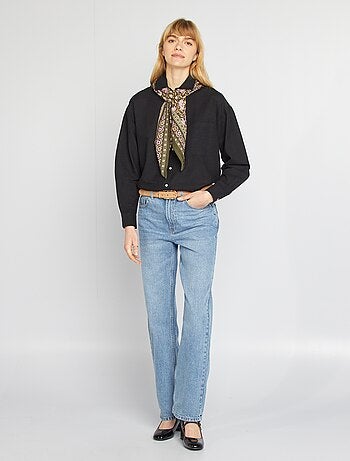 Blusa larga con bolsillo en el pecho con un 20 % de lino