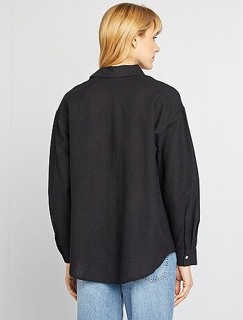 Blusa larga con bolsillo en el pecho con un 20 % de lino
