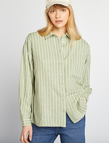 Blusa larga con bolsillo en el pecho con un 20 % de lino
