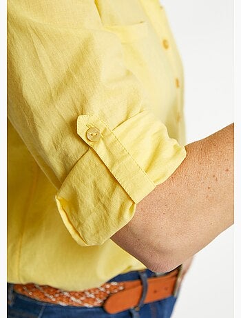 Blusa larga de algodón estampada con botones - Afibel