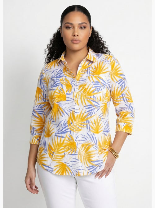 Blusa larga de algodón estampada con botones - Afibel - Kiabi