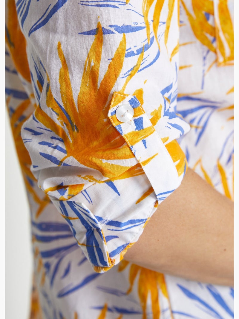 Blusa larga de algodón estampada con botones - Afibel Amarillo - Kiabi