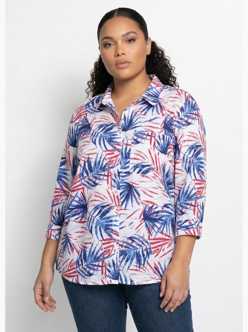 Blusa larga de algodón estampada con botones - Afibel - Kiabi