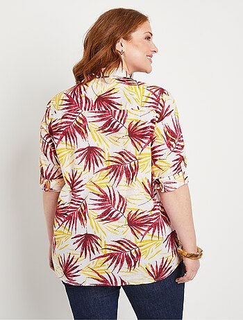 Blusa larga de algodón estampada con botones - Afibel