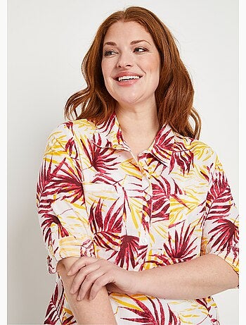 Blusa larga de algodón estampada con botones - Afibel