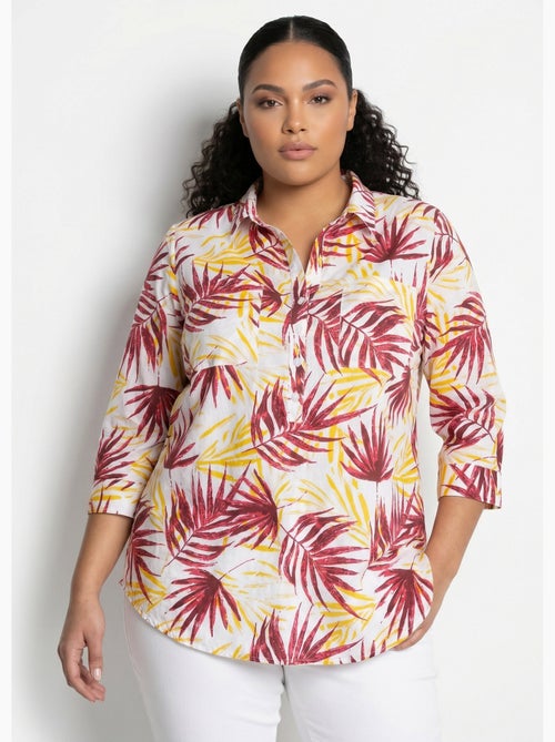 Blusa larga de algodón estampada con botones - Afibel - Kiabi