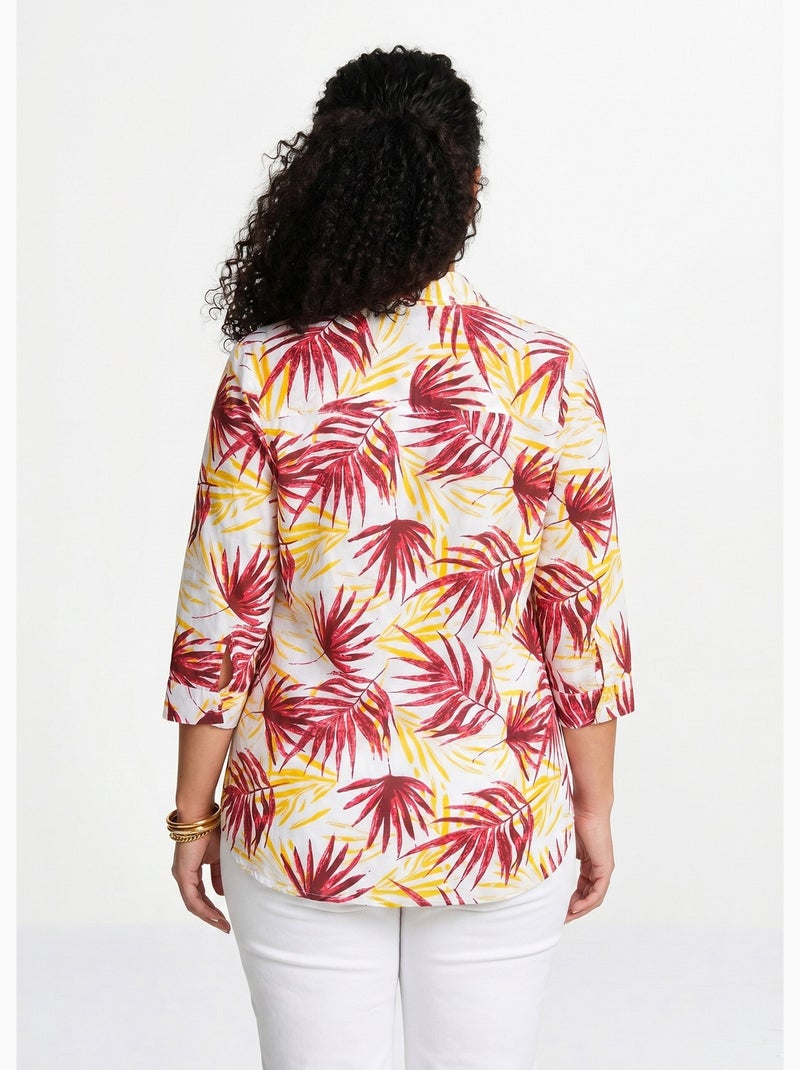 Blusa larga de algodón estampada con botones - Afibel Rojo - Kiabi