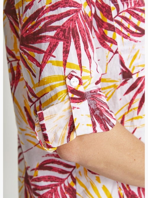 Blusa larga de algodón estampada con botones - Afibel - Kiabi