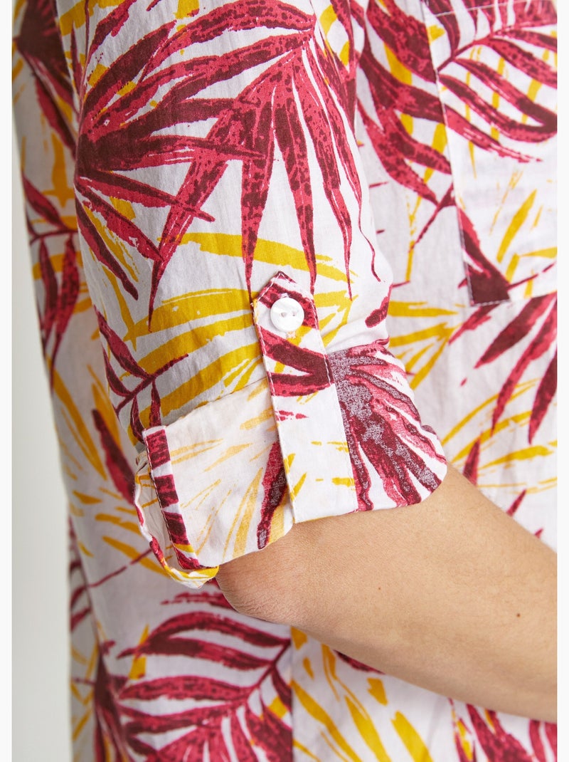 Blusa larga de algodón estampada con botones - Afibel Rojo - Kiabi