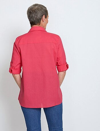 Blusa larga de algodón estampada con botones - Afibel