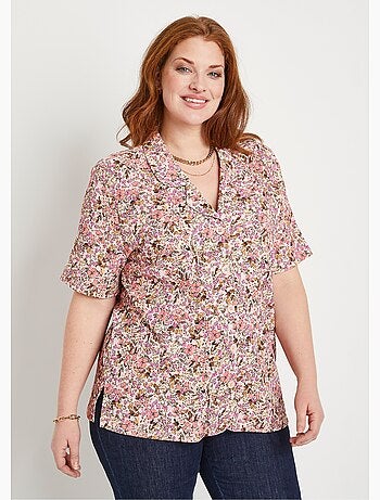 Blusa larga de crepé de flores - Afibel
