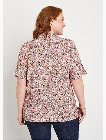 Blusa larga de crepé de flores - Afibel