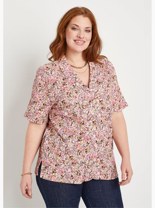 Blusa larga de crepé de flores - Afibel - Kiabi