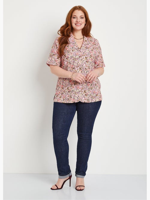 Blusa larga de crepé de flores - Afibel - Kiabi