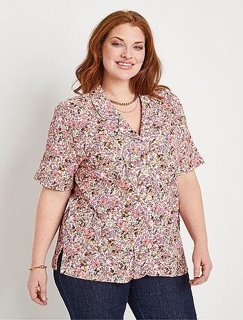 Blusa larga de crepé de flores - Afibel