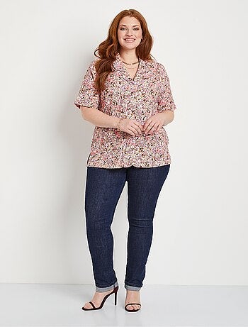 Blusa larga de crepé de flores - Afibel