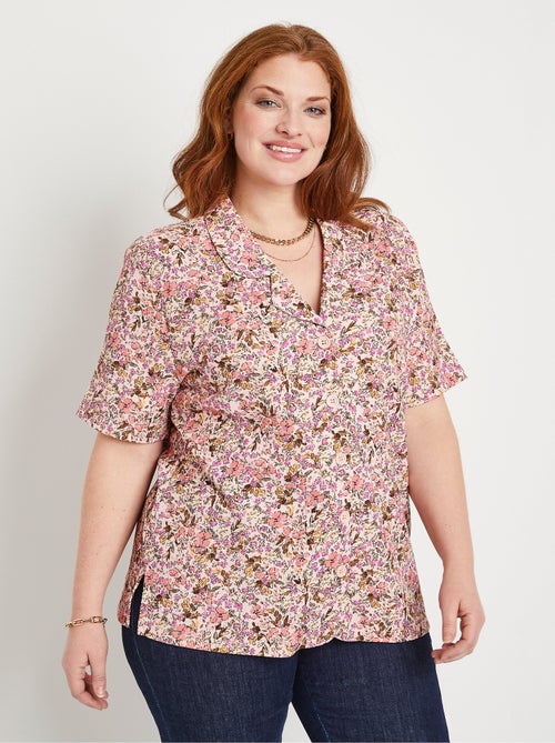 Blusa larga de crepé de flores - Afibel - Kiabi