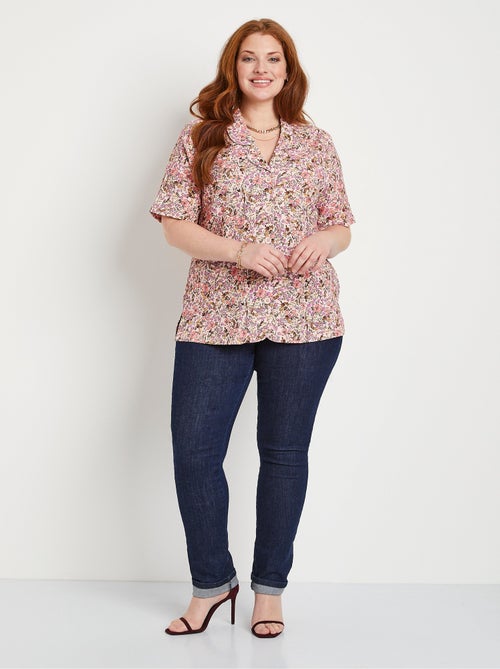 Blusa larga de crepé de flores - Afibel - Kiabi