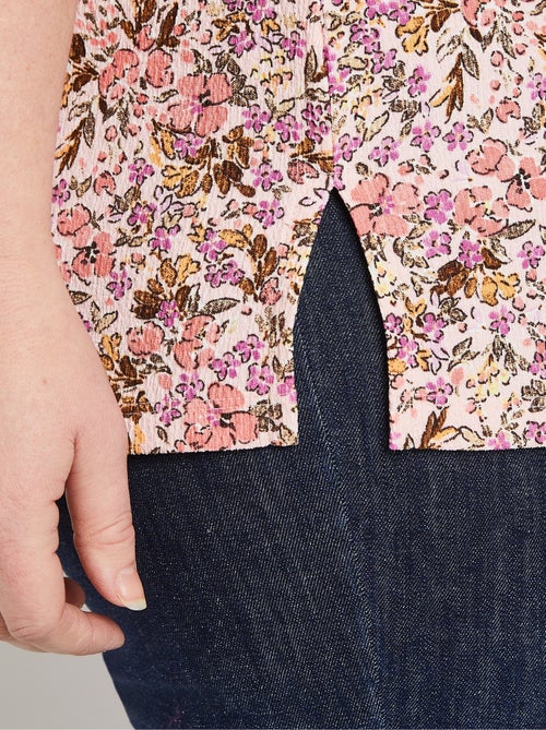 Blusa larga de crepé de flores - Afibel - Kiabi
