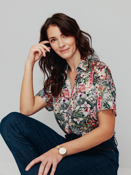 Blusa larga estampada con manga corta - Afibel - Kiabi