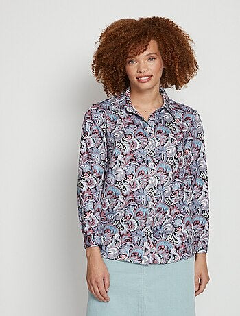 Blusa larga estampado paisley con botones automáticos - Afibel