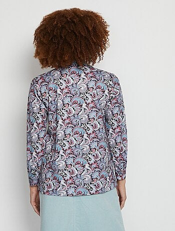 Blusa larga estampado paisley con botones automáticos - Afibel