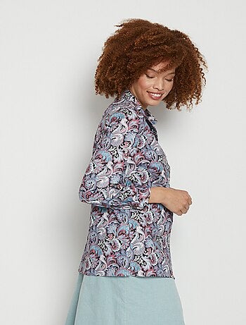 Blusa larga estampado paisley con botones automáticos - Afibel