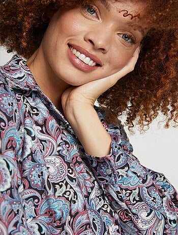 Blusa larga estampado paisley con botones automáticos - Afibel