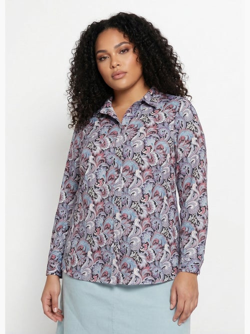 Blusa larga estampado paisley con botones automáticos - Afibel - Kiabi