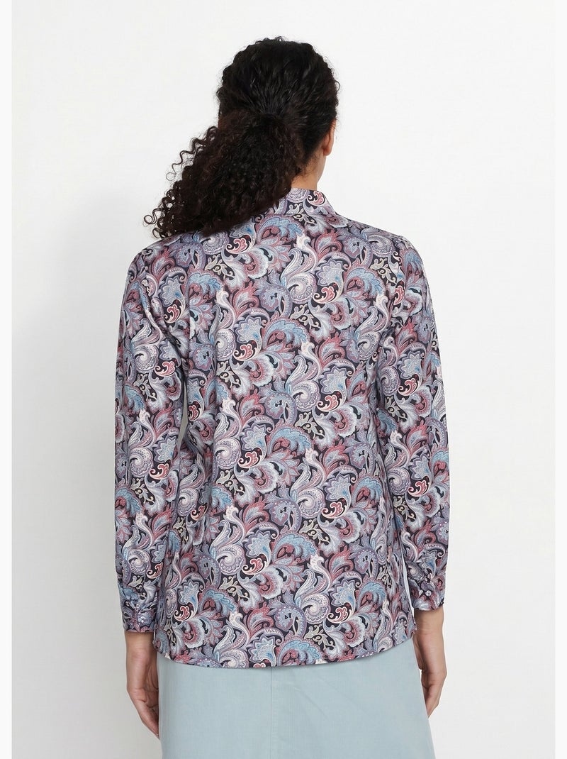 Blusa larga estampado paisley con botones automáticos - Afibel Negro - Kiabi
