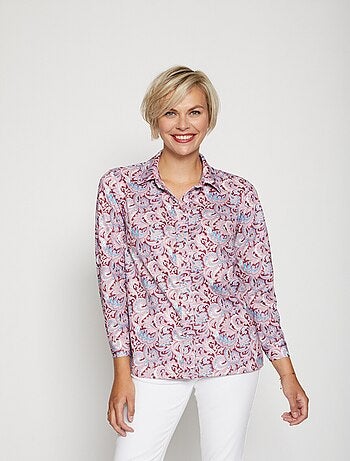 Blusa larga estampado paisley con botones automáticos - Afibel