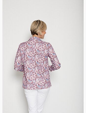 Blusa larga estampado paisley con botones automáticos - Afibel