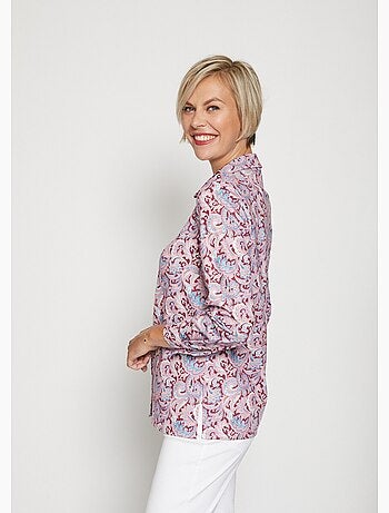 Blusa larga estampado paisley con botones automáticos - Afibel