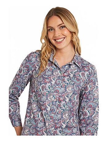 Blusa larga estampado paisley con botones automáticos - Afibel