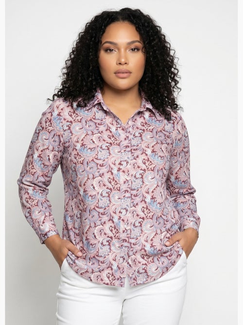 Blusa larga estampado paisley con botones automáticos - Afibel - Kiabi