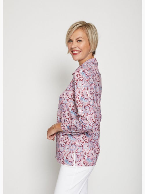 Blusa larga estampado paisley con botones automáticos - Afibel - Kiabi