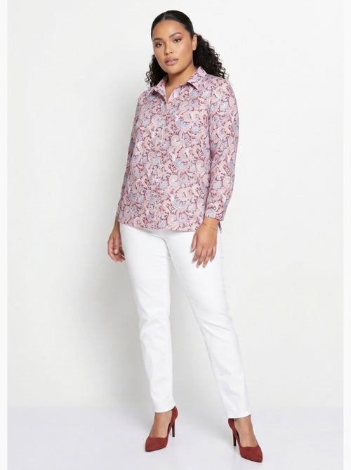 Blusa larga estampado paisley con botones automáticos - Afibel - Kiabi