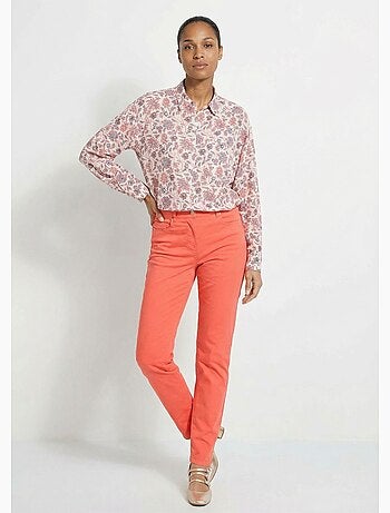 Blusa larga fluida con estampado floral y botones - Afibel