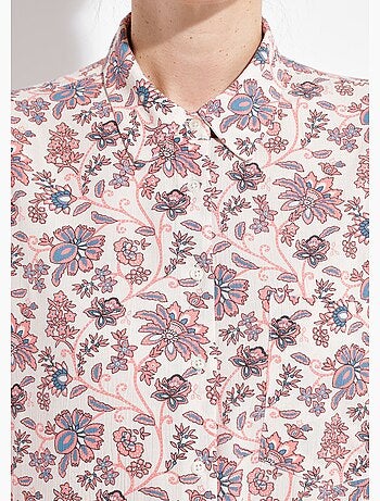 Blusa larga fluida con estampado floral y botones - Afibel