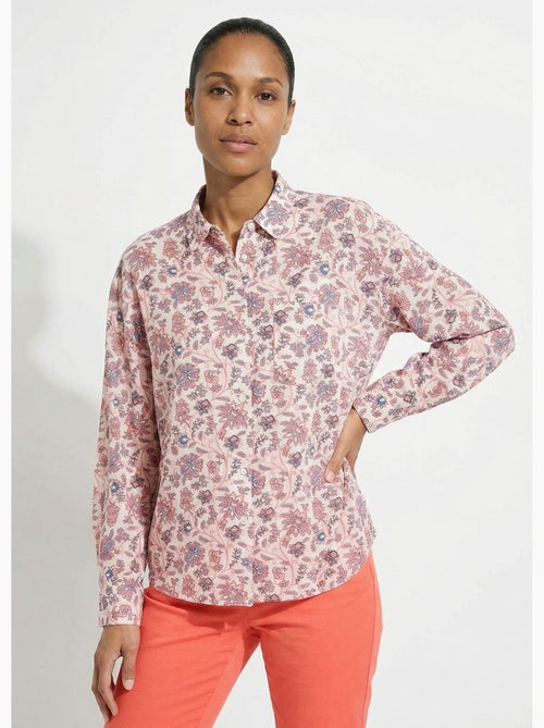 Blusa larga fluida con estampado floral y botones - Afibel - Kiabi