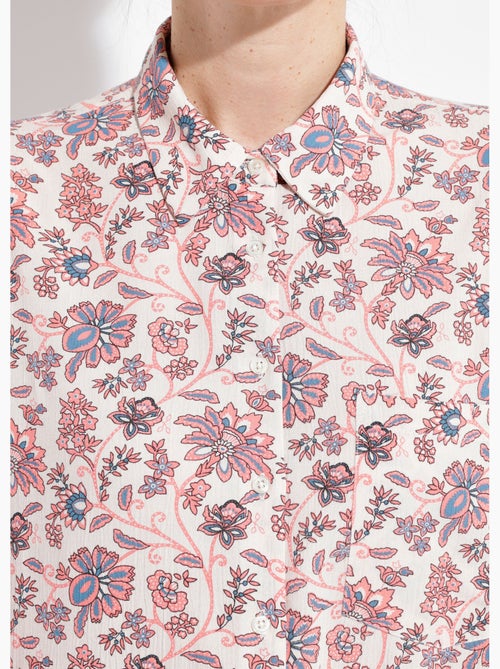 Blusa larga fluida con estampado floral y botones - Afibel - Kiabi