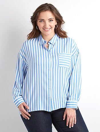 Blusa larga fluida de rayas con manga larga - Afibel