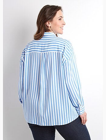 Blusa larga fluida de rayas con manga larga - Afibel