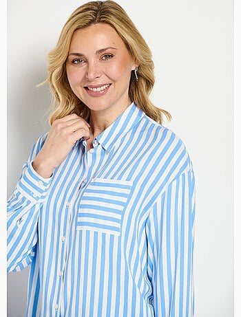 Blusa larga fluida de rayas con manga larga - Afibel